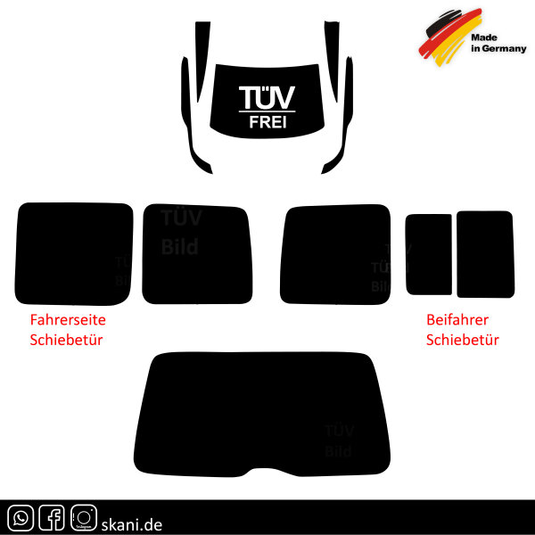 Tönungsfolie passgenau für - VW Caddy (3.Gen) (2K) ´03-´15 mit Heckklappe